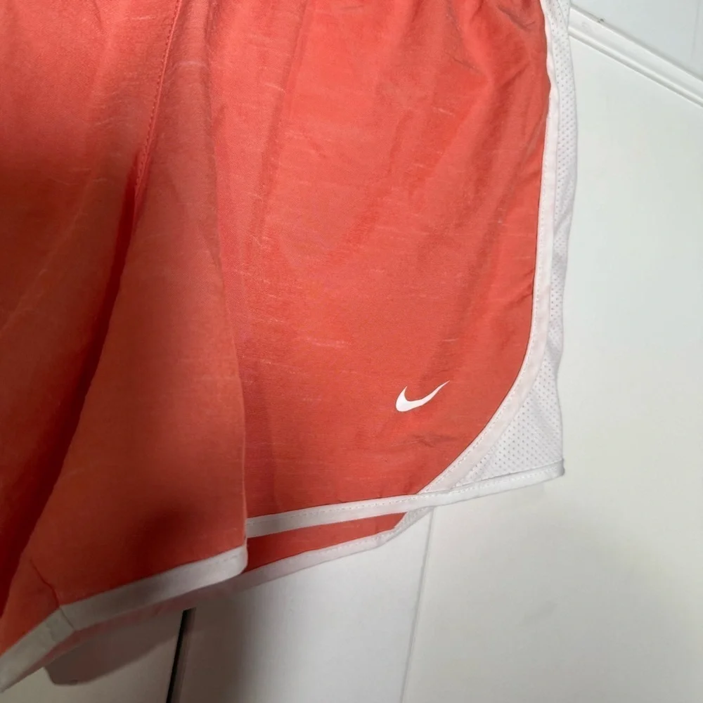 Nike Dri-Fit Athletic Shorts Coral and White Swoosh Logo Girls Size XL